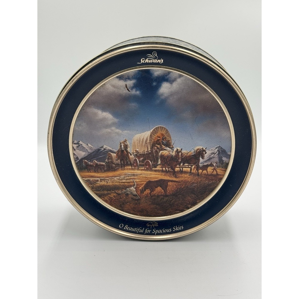 2001 Schwan's 49th Anniversary Terry Redlin Spacious‎ Skies Tin Round Blue